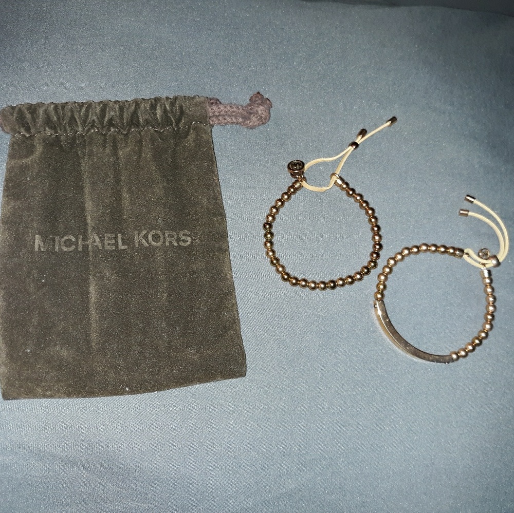Michael Kors Set of 2 Beaded Rose Gold Bracelets